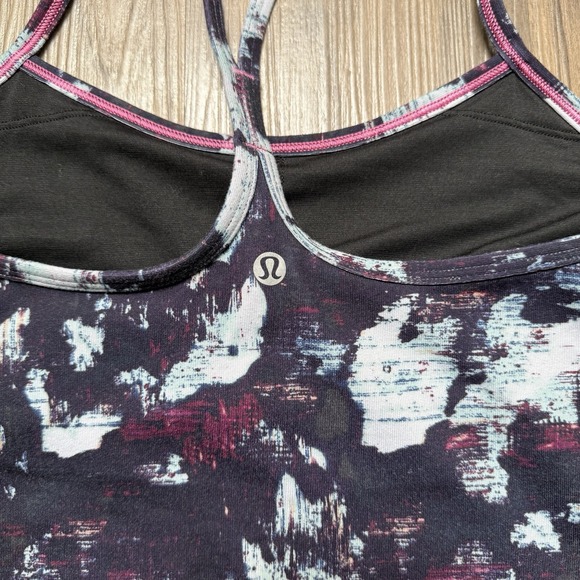 Lululemon Tank Women Size 6 Power Y Static Blossom Yoga Stretch Racerback - Picture 3 of 5